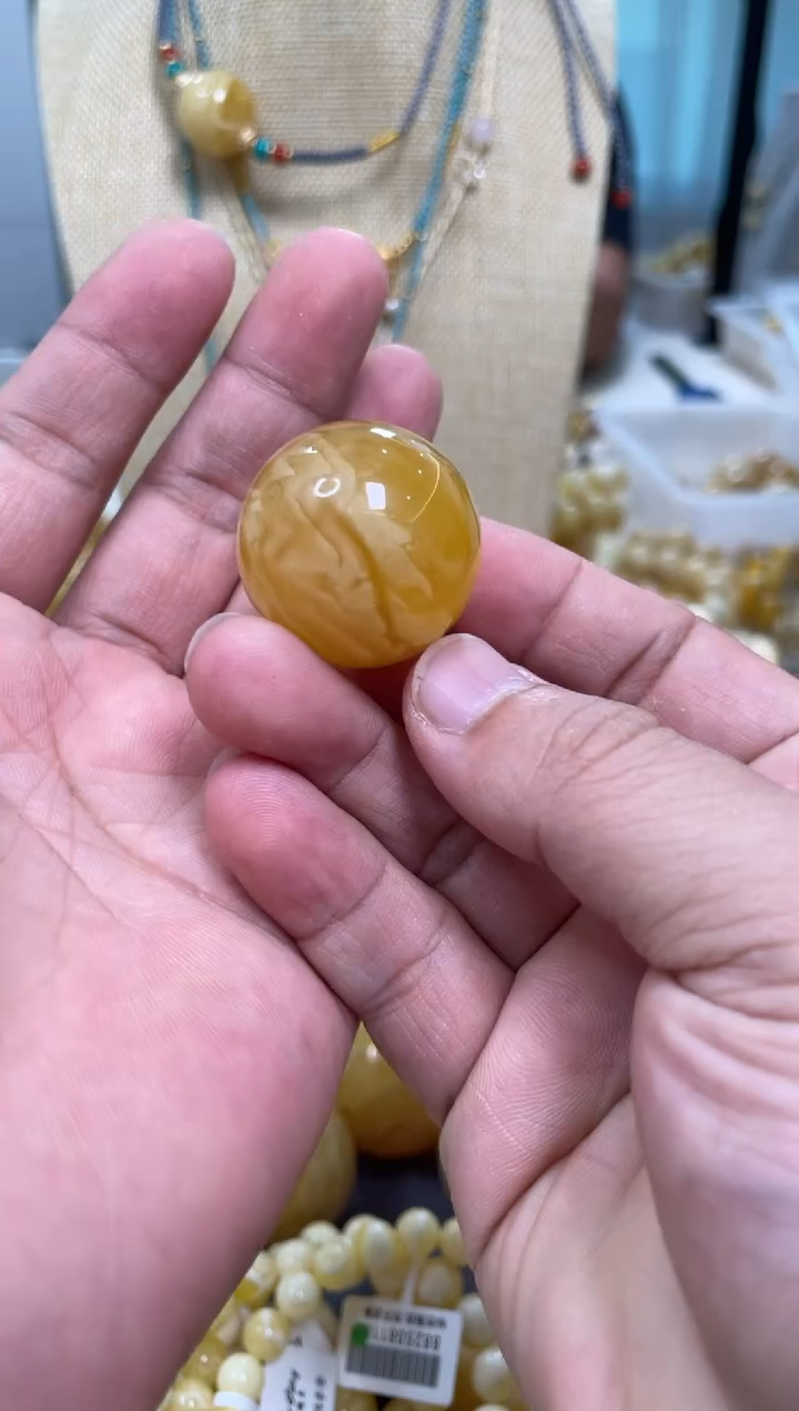 【闪购商品】琥珀颈饰未镶嵌琥珀蜜蜡圆珠28mm