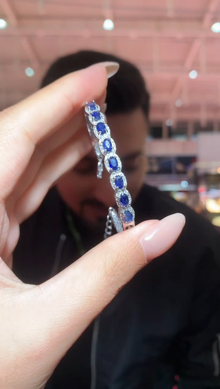 手镯蓝宝石银S925镶嵌【宝石世家严选】