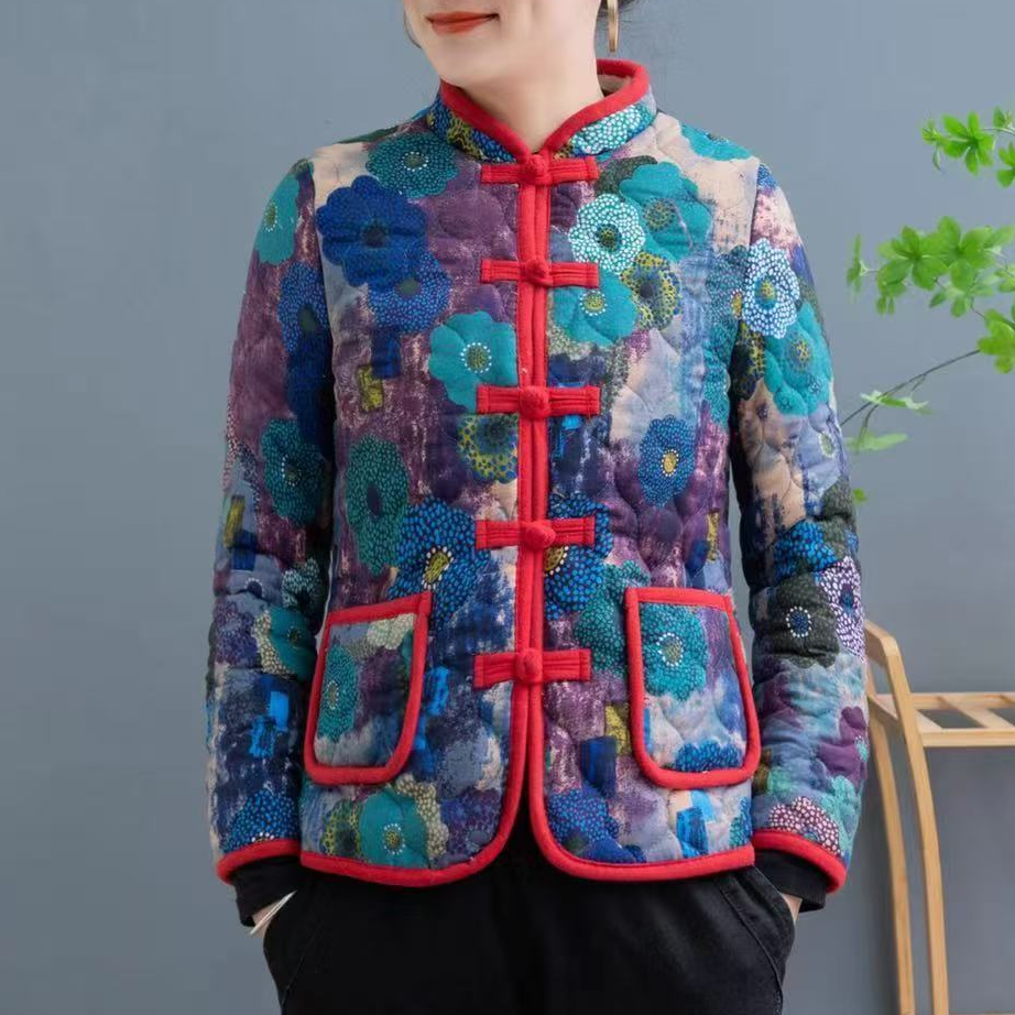 1360加绒加厚棉袄印花保暖时尚