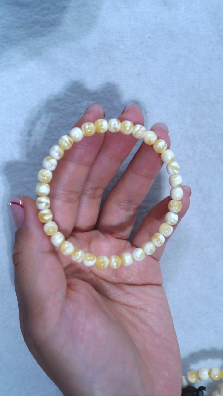 手链蜜蜡未镶嵌典藏级6mm金瓷白虎皮纹妖孽天花板