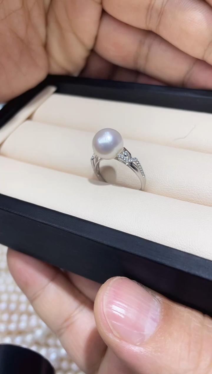 【闪购商品】海水珍珠戒指18K金镶嵌澳白戒指
