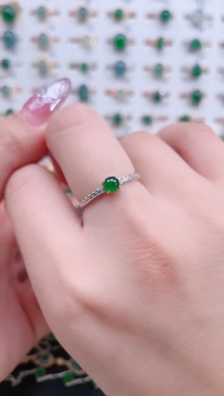 银S925镶嵌戒指翡翠天然翡翠