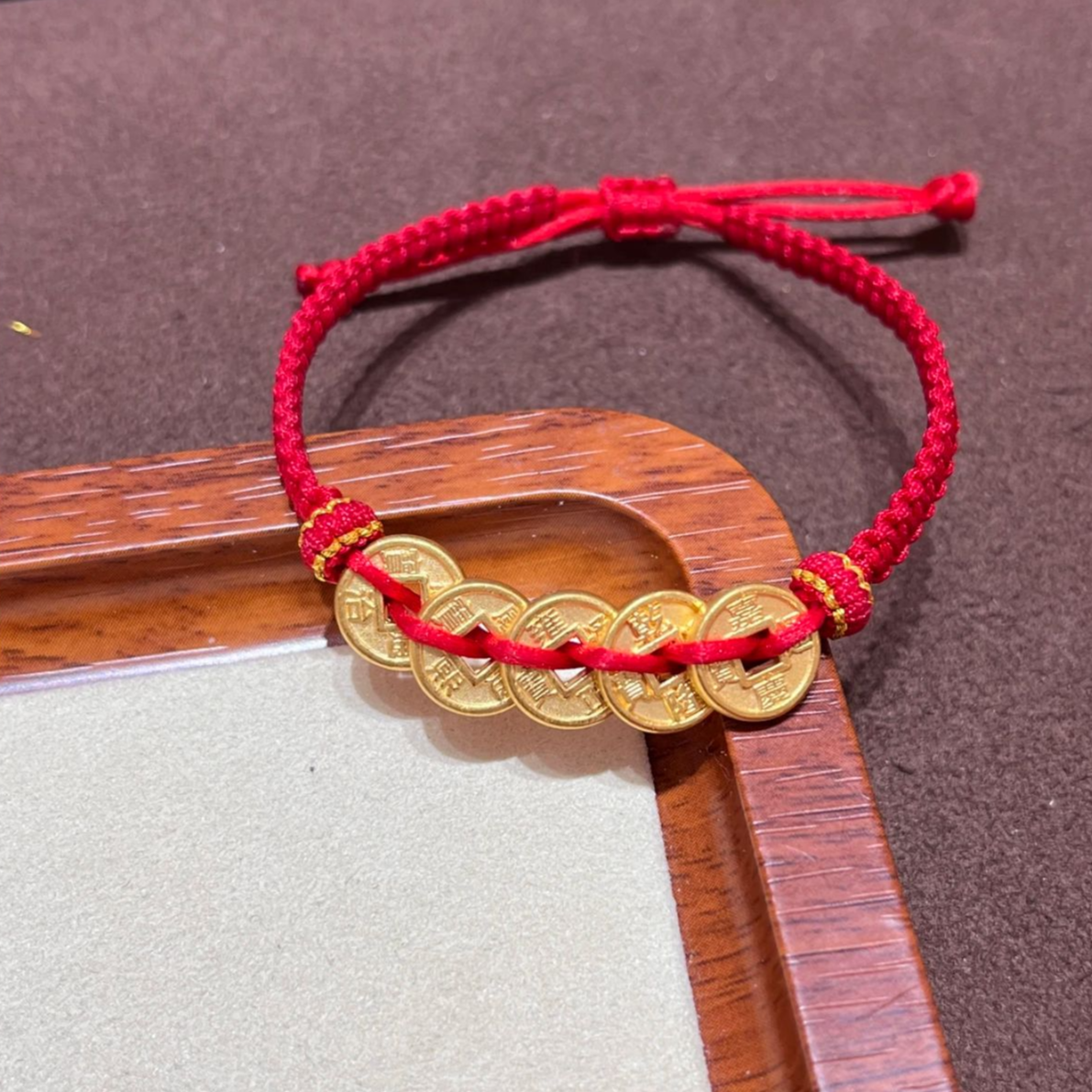 周大生足金五帝钱手编时尚百搭情侣款轻奢送女友爱的生日礼物