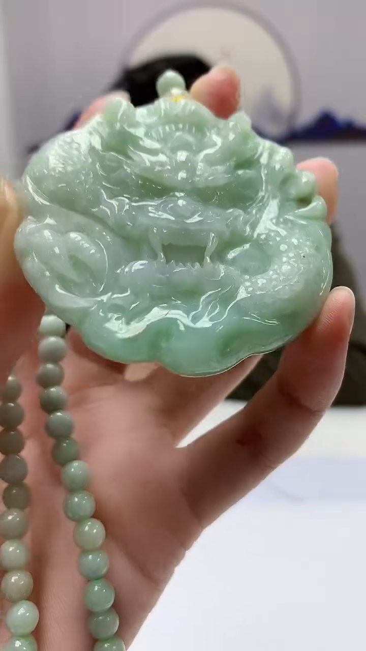 【闪购商品】定制翡翠未镶嵌5152zm-毛货挂件龙牌71