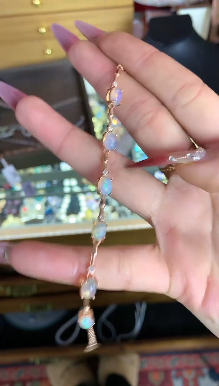 【闪购商品】欧泊手链银S925镶嵌楚楚中古珠宝甄选不退换