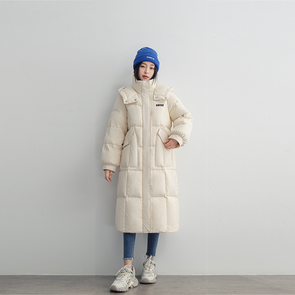 【鸭，雪】长款过膝保暖羽绒服女士冬季加厚韩版女士网红HSD2201259