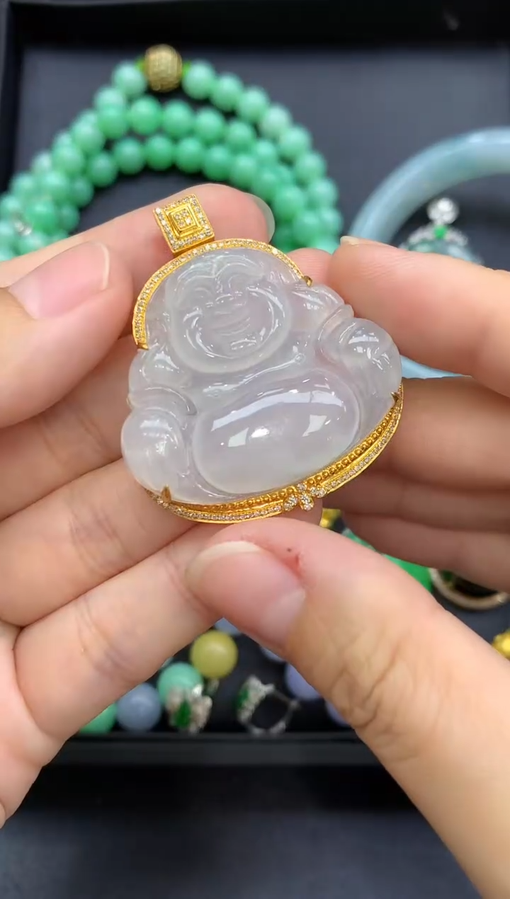 颈饰18K金镶嵌翡翠519-中国好珍宝