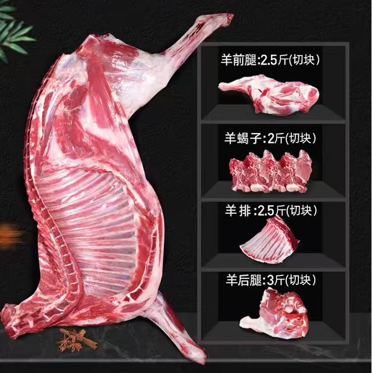 半羊内蒙羔羊肉10斤75%腿排切块5斤羊腿2.5斤羊排2.5斤羊蝎子冷冻