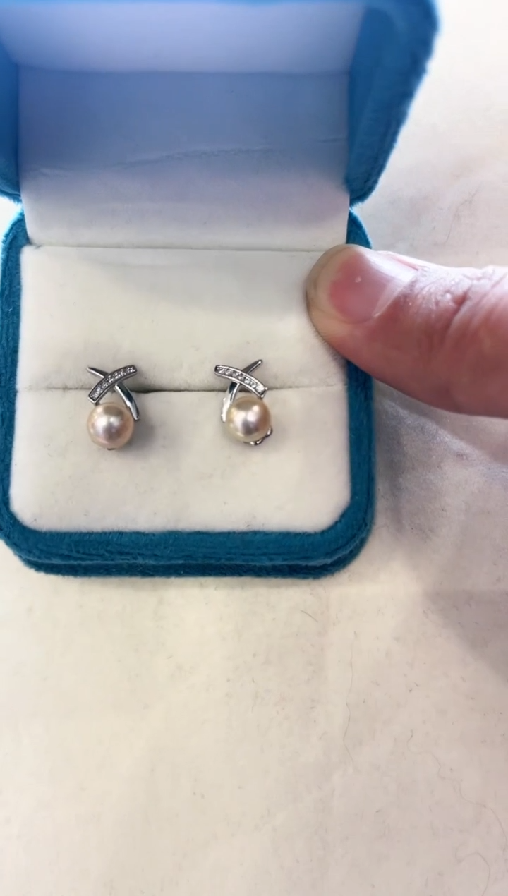 【闪购商品】海水珍珠耳饰银S925镶嵌海水羽皇金耳钉