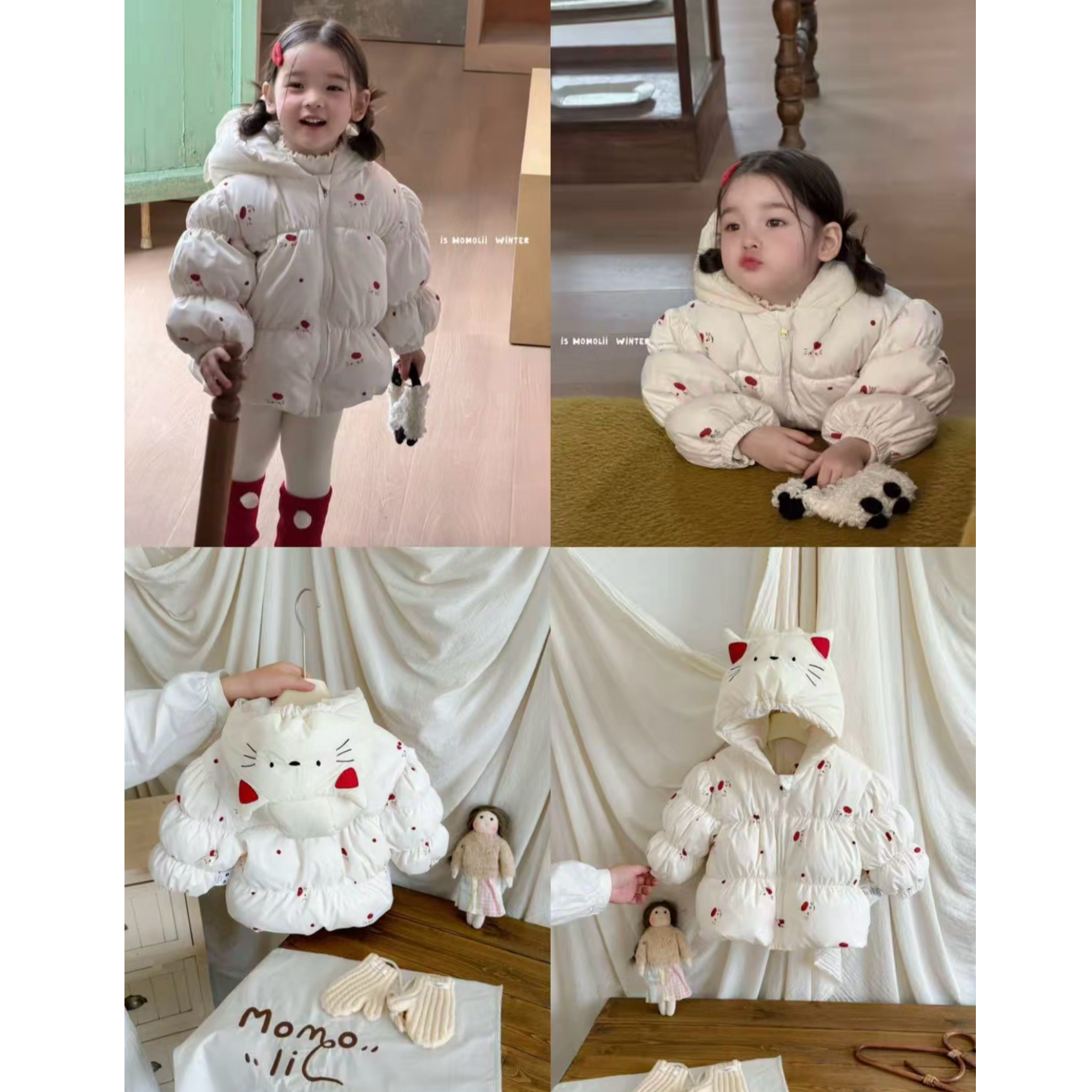 女童韩版冬款甜系加绒加厚棉服外套B43