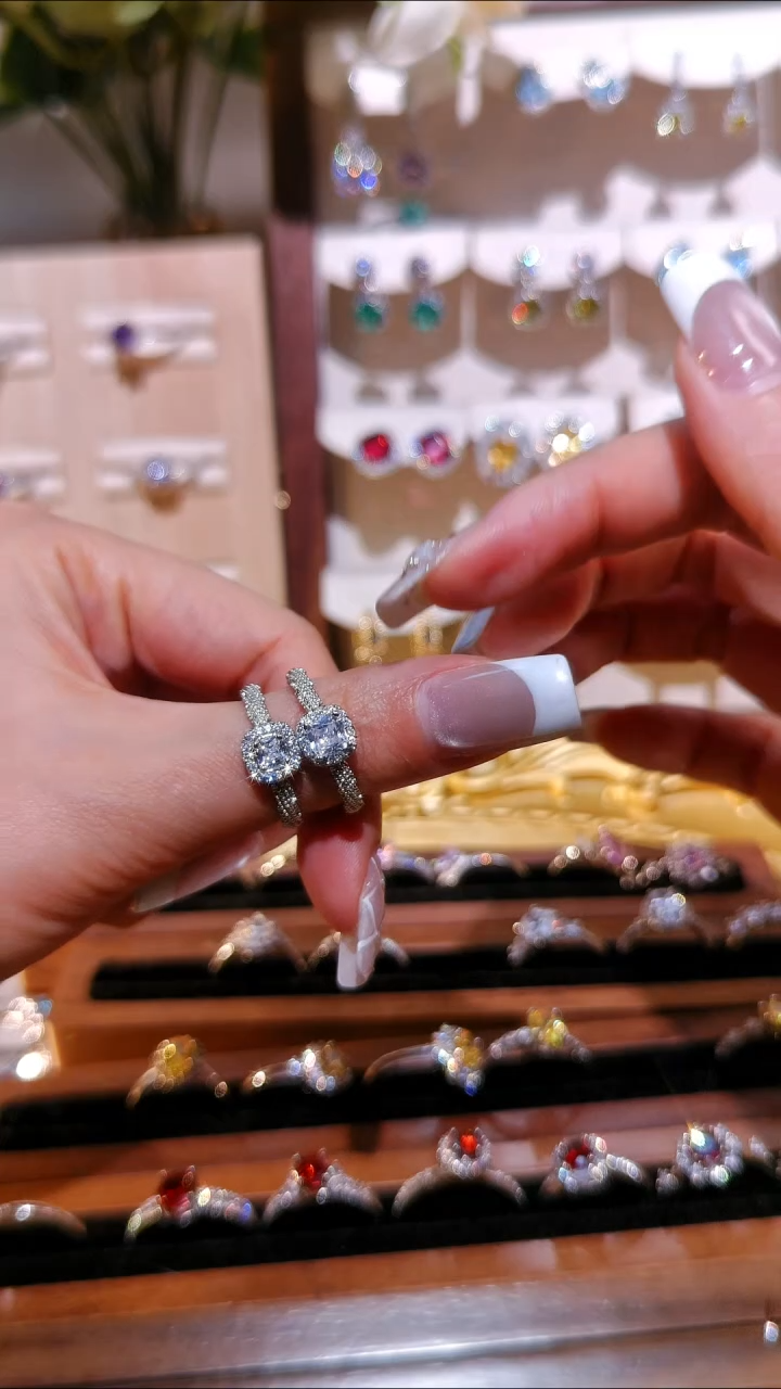 非金属合成立方氧化锆白色方糖戒指