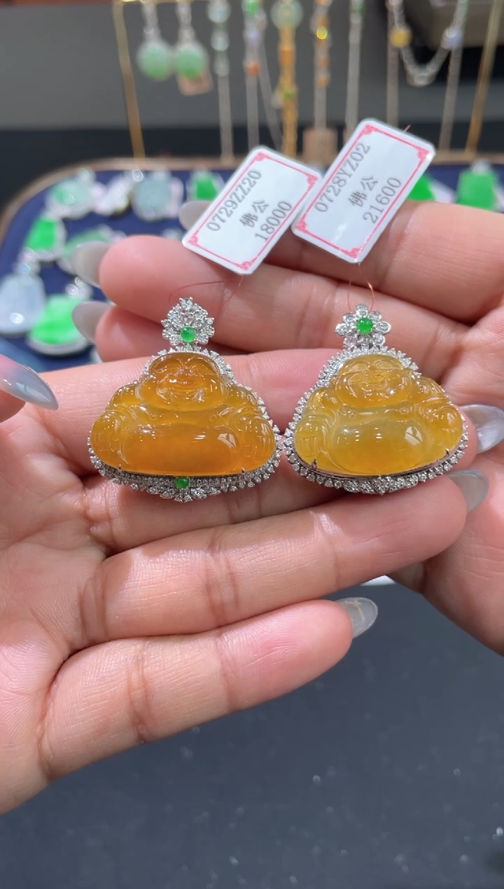翡翠挂件18K金镶嵌合集