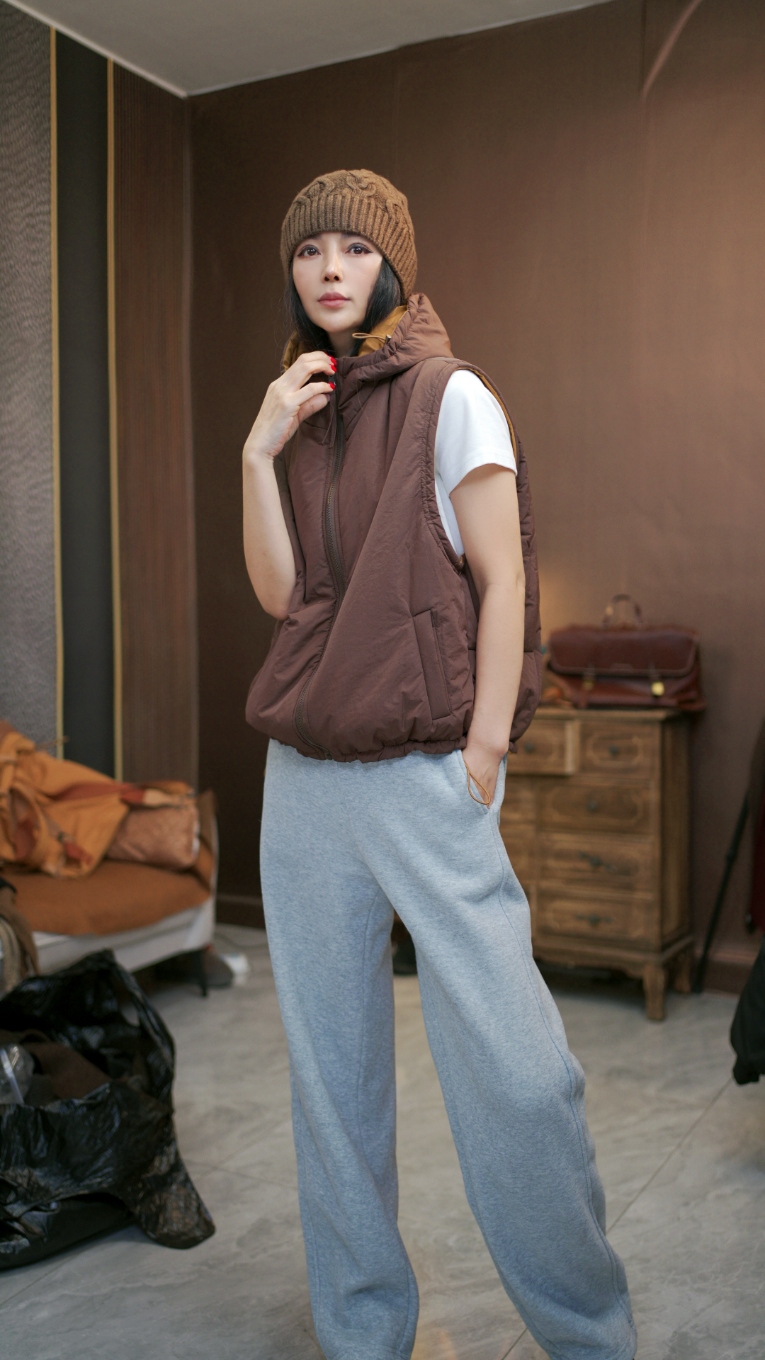 双面可穿马甲 文艺马甲百搭时尚加棉加厚马甲70005