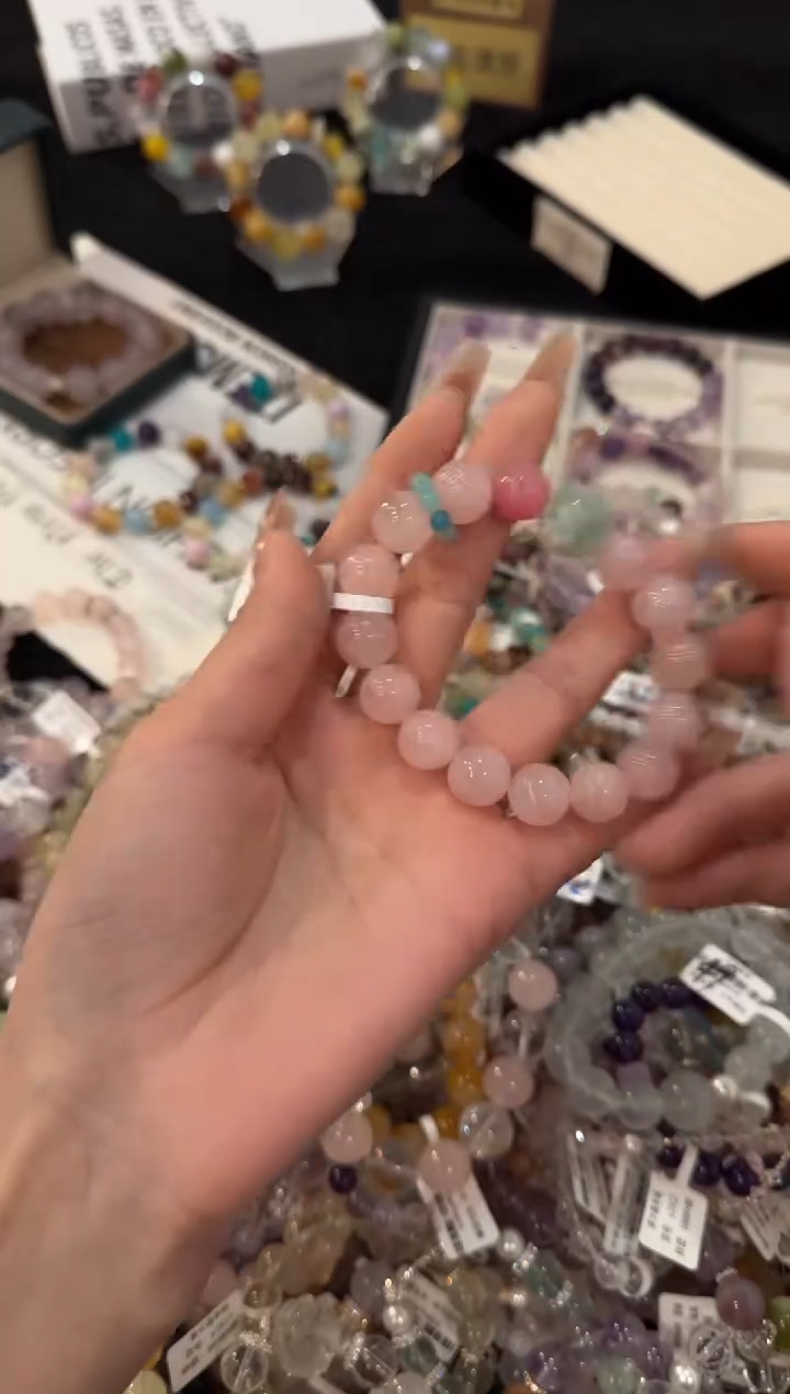 合金手链水晶粉水晶x2066