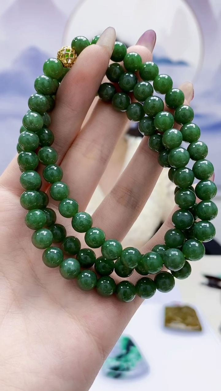 定制翡翠未镶嵌4852jw-毛货珠链50