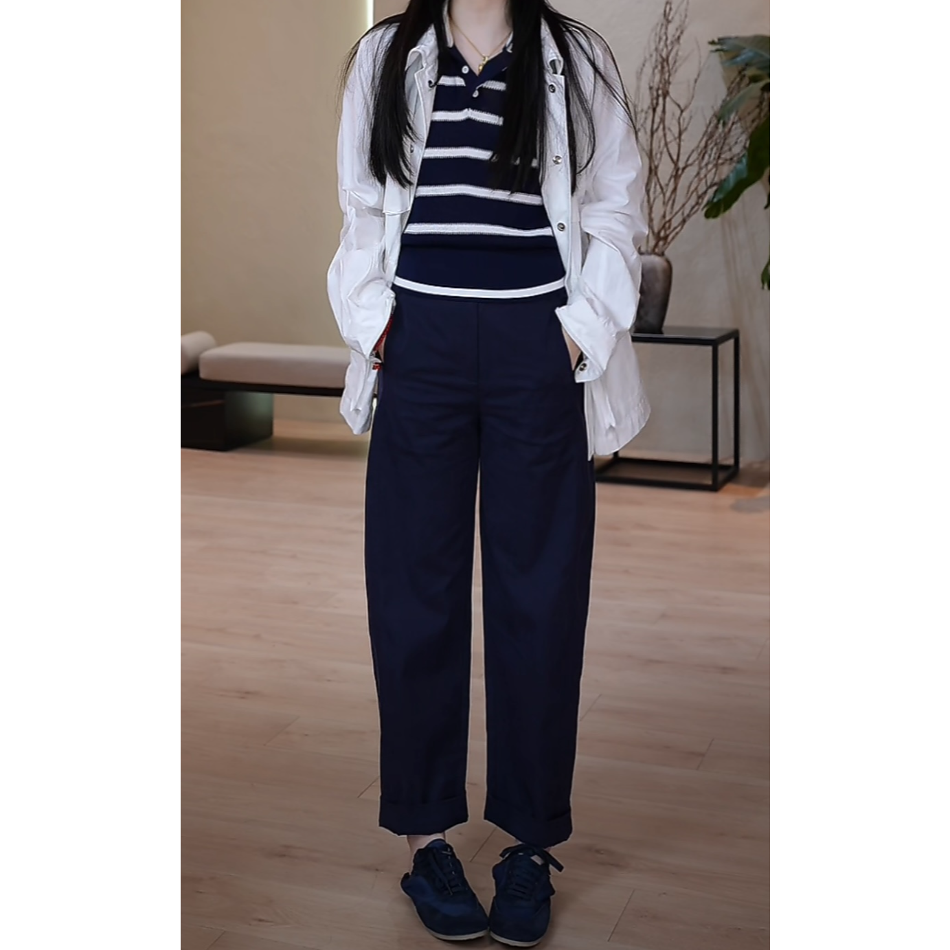 PM王囡囡 藏蓝色山本裤 ND1A0396