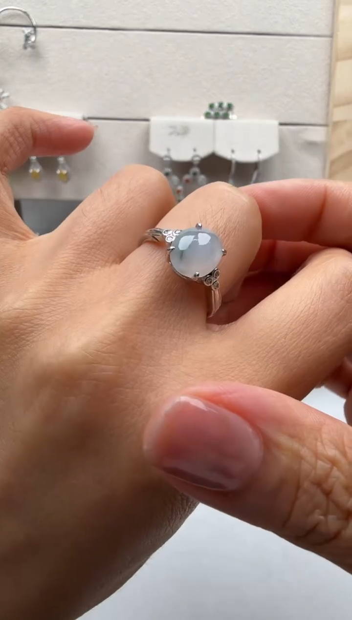 翡翠戒指银S925镶嵌1号