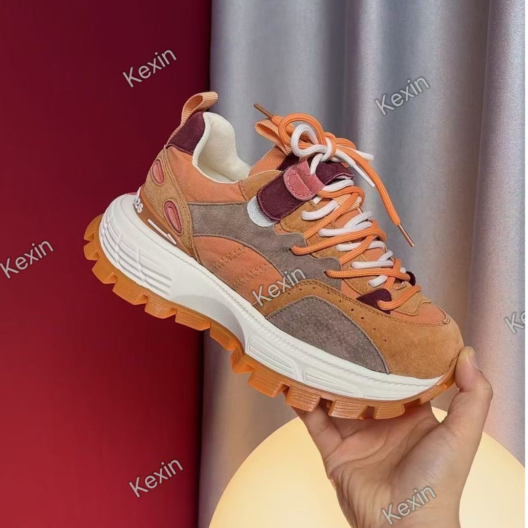 可鑫新款~~【奶油砖橘】~轻奢时尚潮流手工拼接舒适厚底阿甘休闲鞋