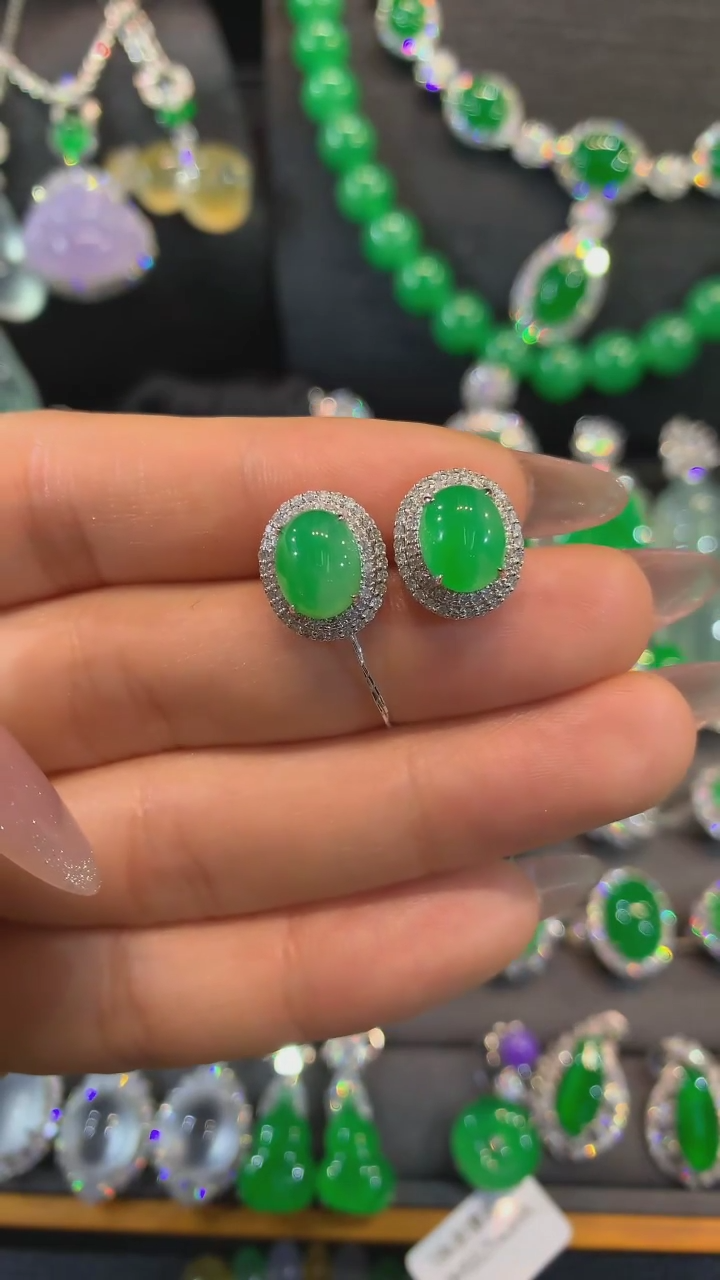 【闪购商品】翡翠耳饰18K金镶嵌耳饰