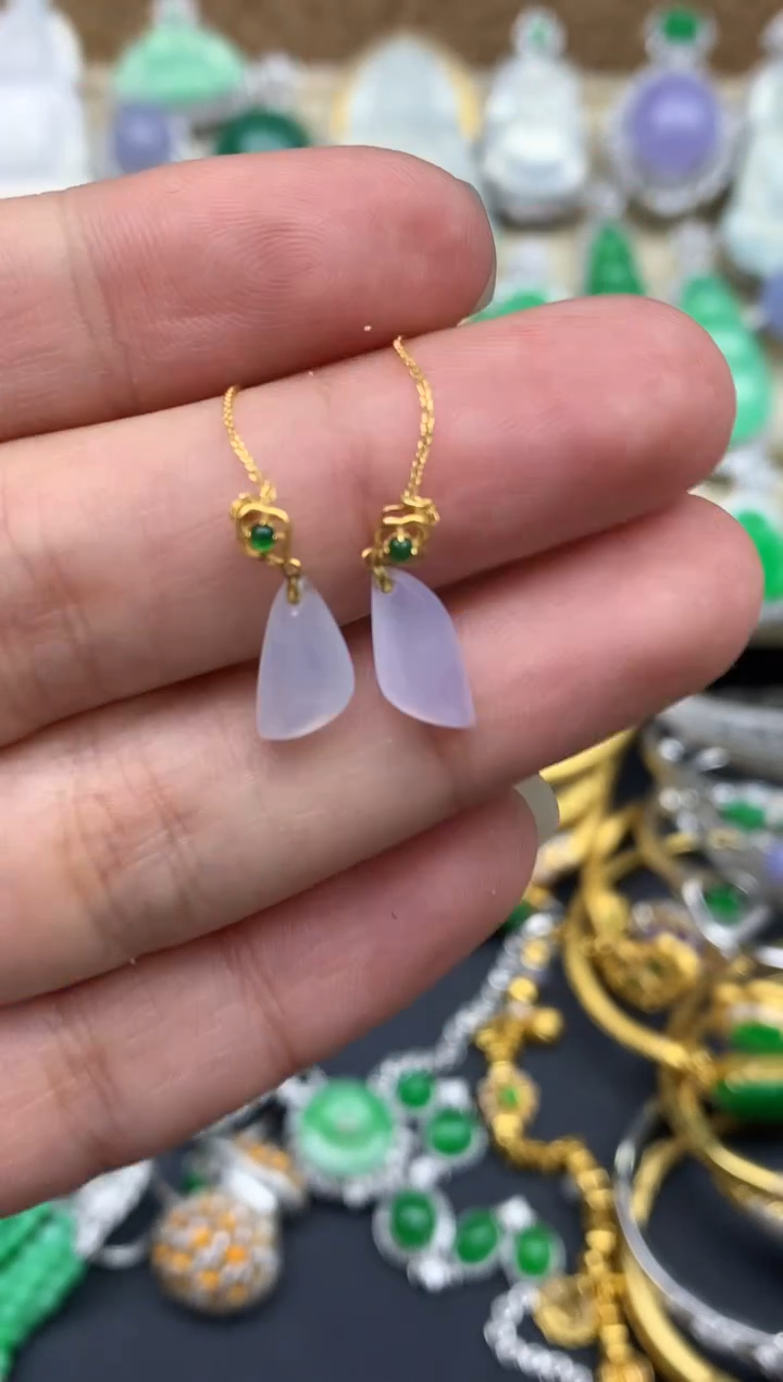 【闪购商品】翡翠耳饰18K金镶嵌410-中国好珍宝