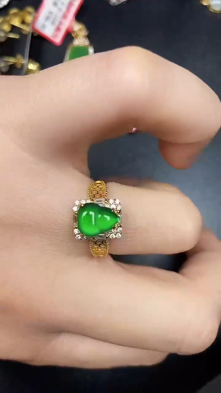 银S925镶嵌戒指翡翠7000