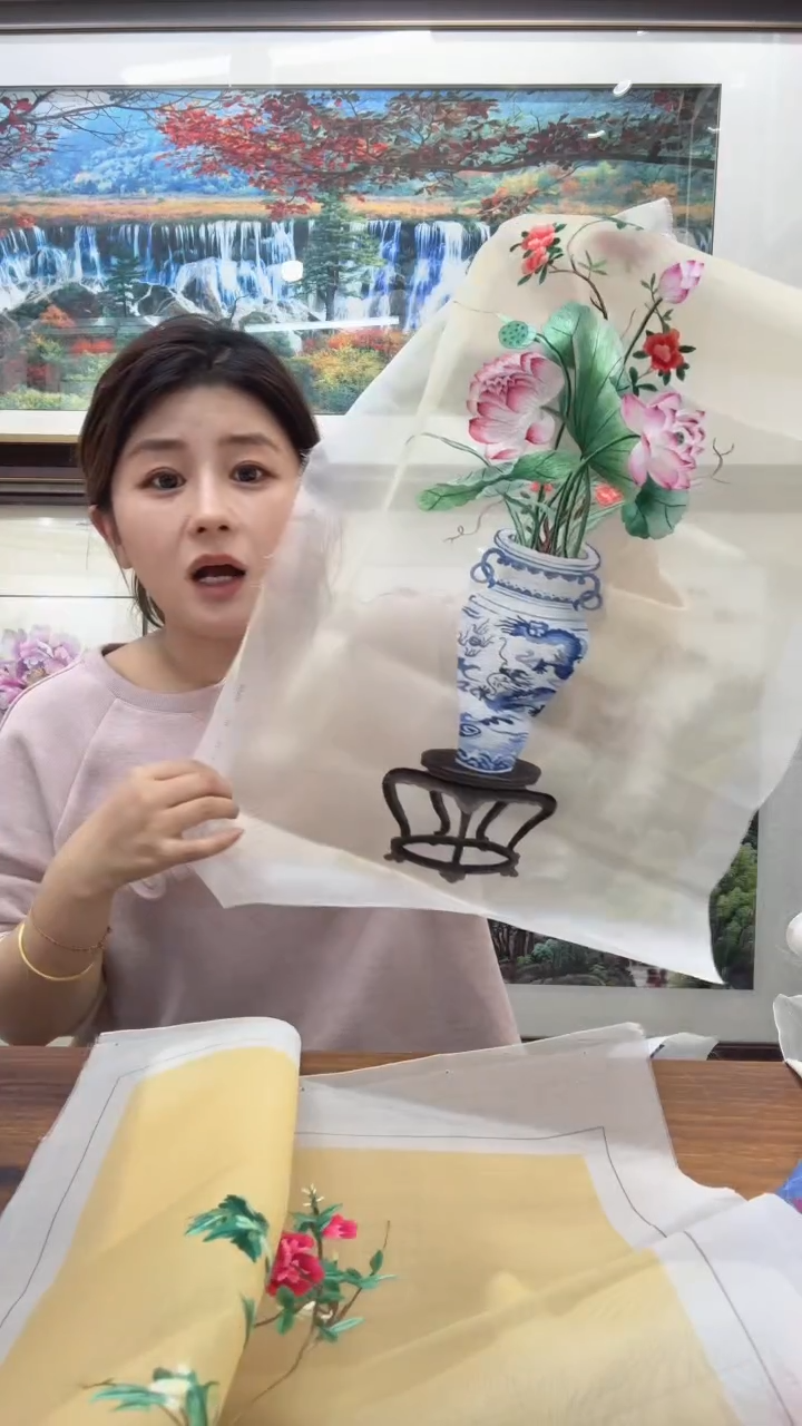 横款刺绣非遗苏绣手工工艺品绣片