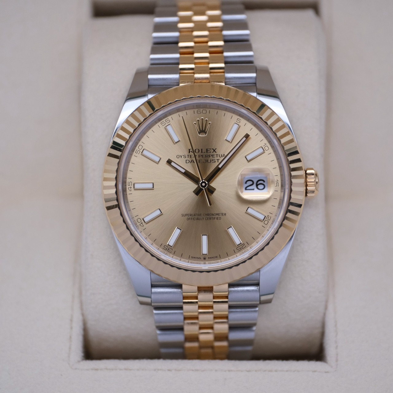 95新 Rolex/劳力士 间金日志型126333香槟盘41MM2024年全套名表