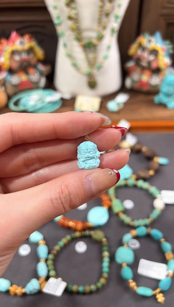 【闪购商品】绿松石提溜18K金镶嵌绿松石提溜