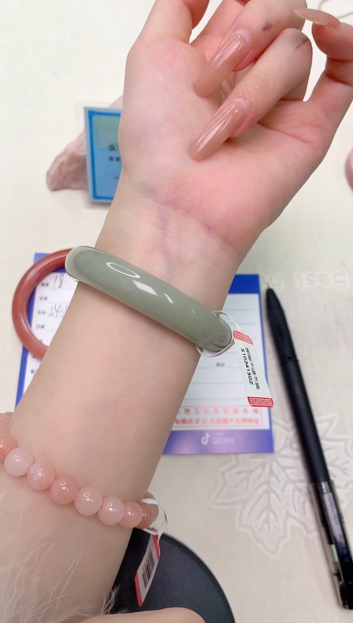 未镶嵌手镯石英质玉东陵玉19-圈口52.7