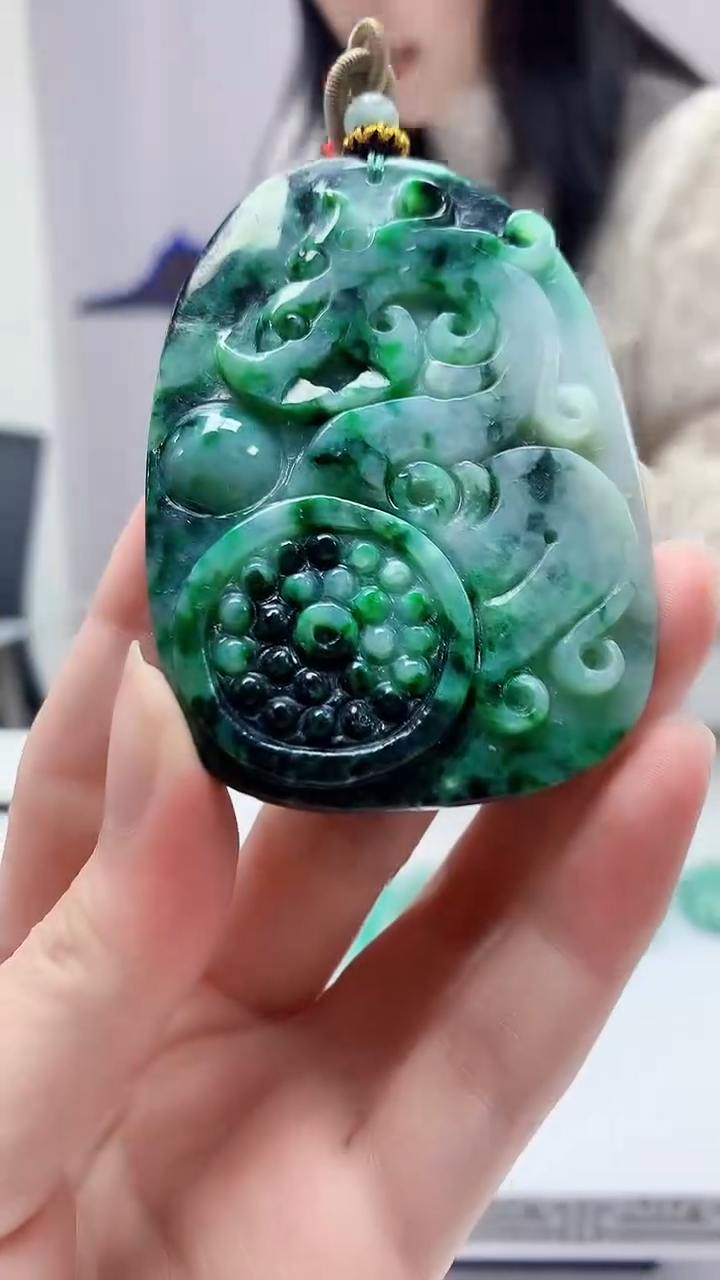 【闪购商品】定制翡翠未镶嵌4852zm-毛货挂件龙凤63