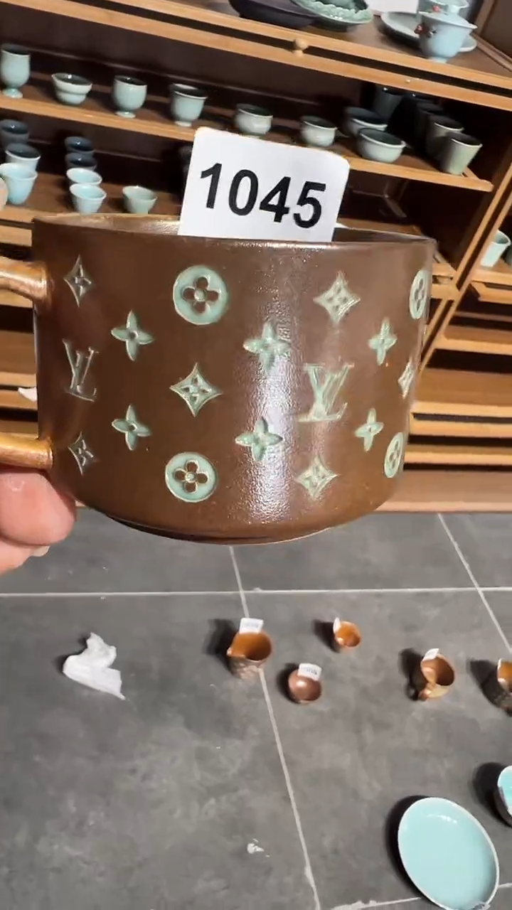 梦*岛龙泉窑老花咖啡杯精品1045