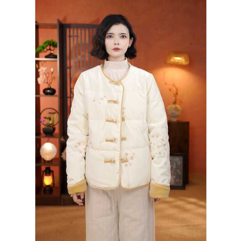 【花间拾梦】国风中式盘扣刺绣羽绒服女2025冬季新款女士羽绒服6591