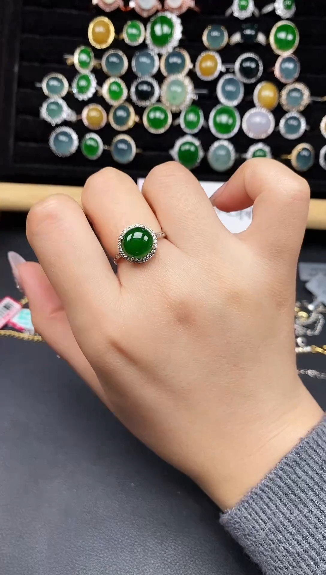 银S925镶嵌戒指翡翠111