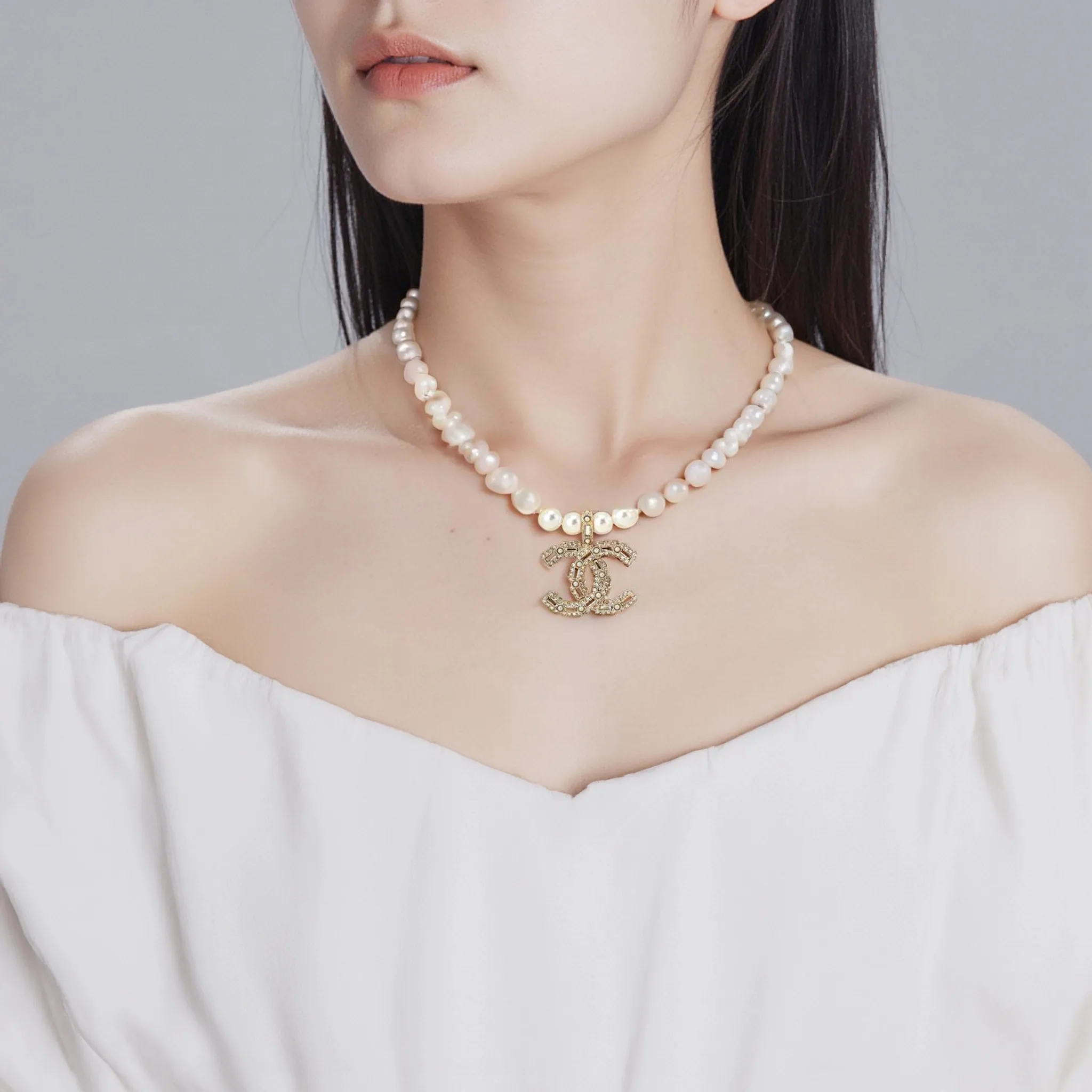CHANEL/香奈儿 字母双C吊坠 金属 项链 女款 金色