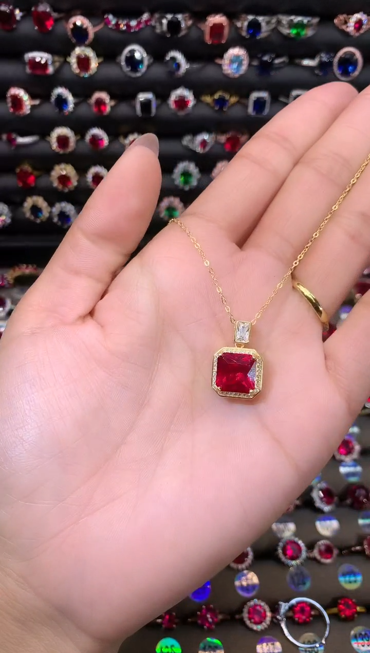 【闪购商品】红宝石吊坠(赠链)银S925镶嵌1