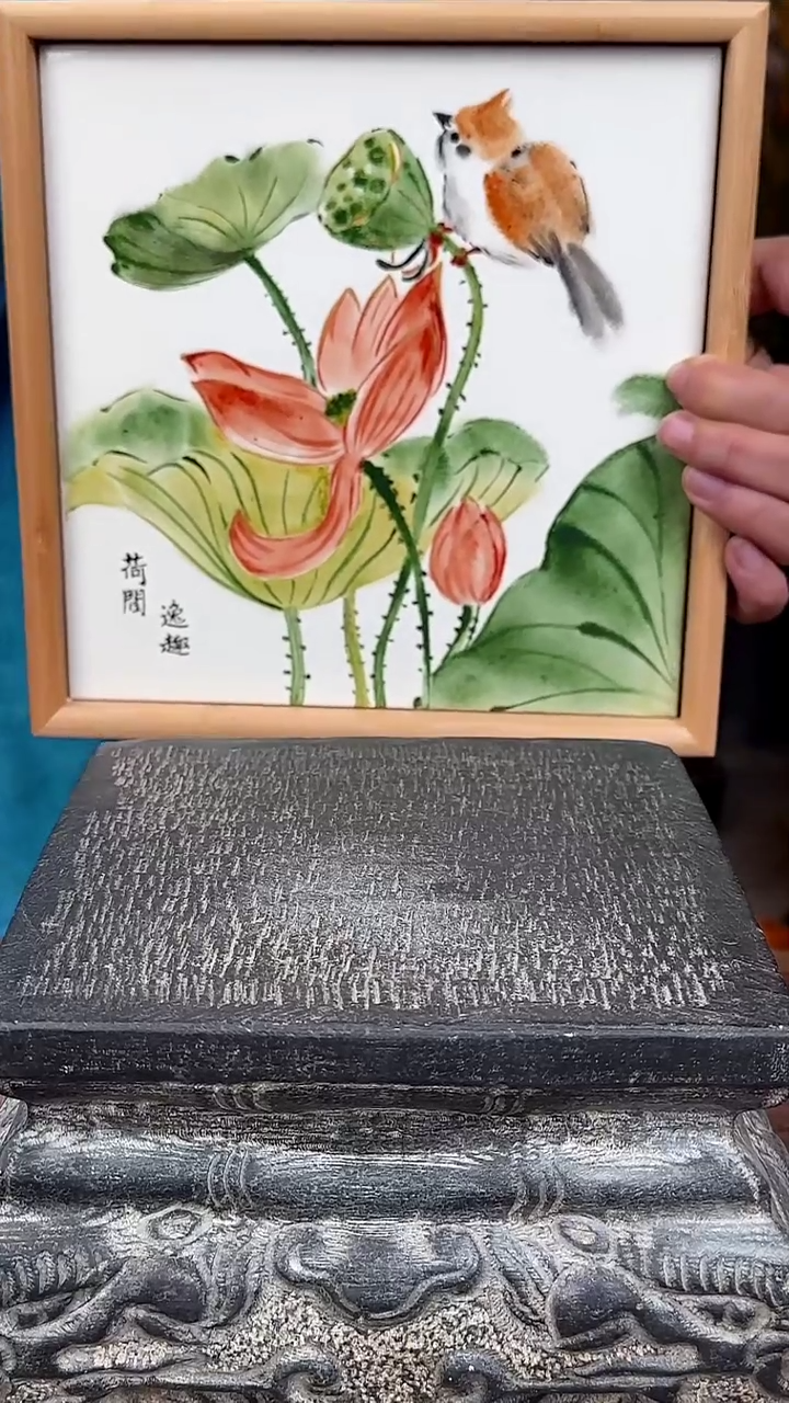 【闪购商品】摆件釉上彩陶瓷竹茶盘杯托
