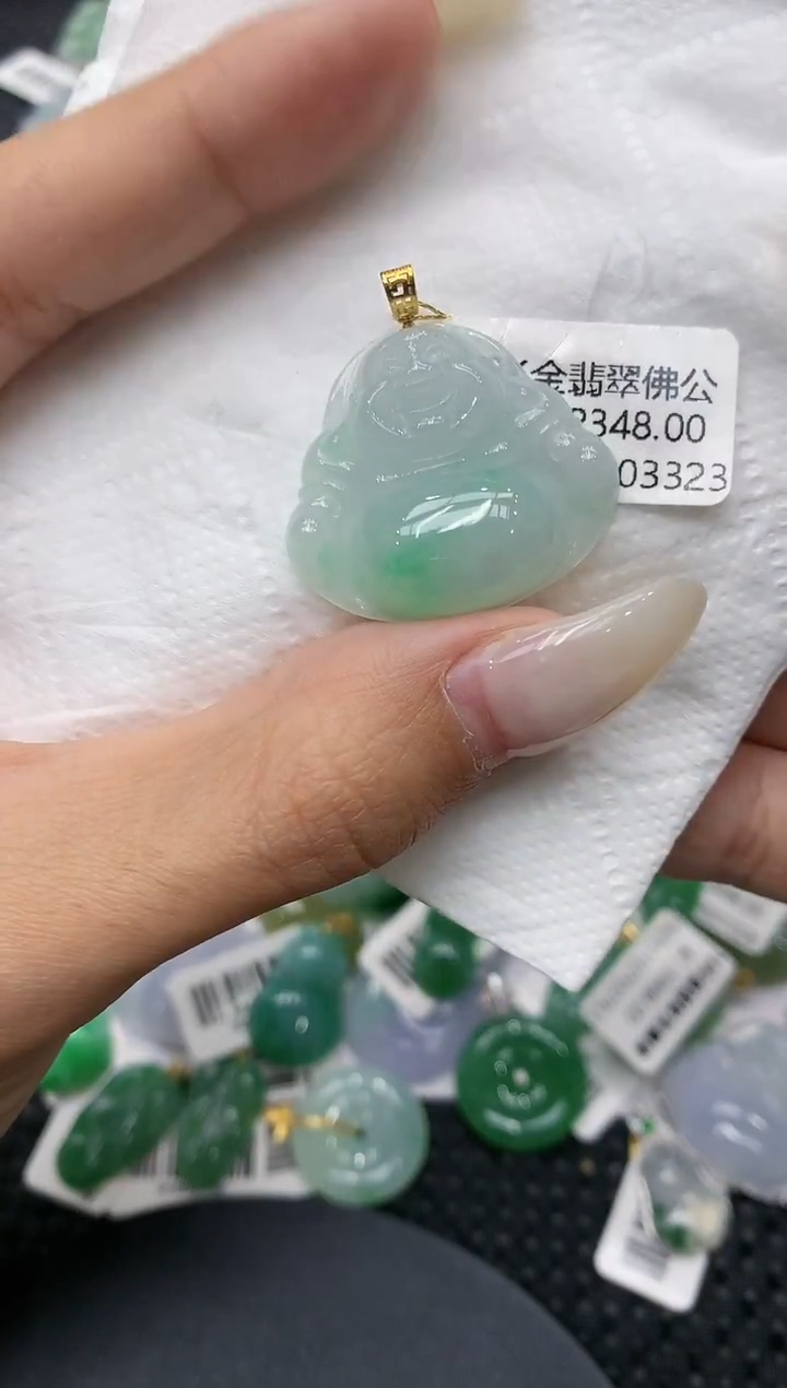 颈饰18K金镶嵌翡翠11111111111