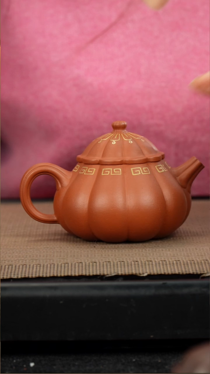 茶壶紫砂生砂朱泥筋纹文旦150