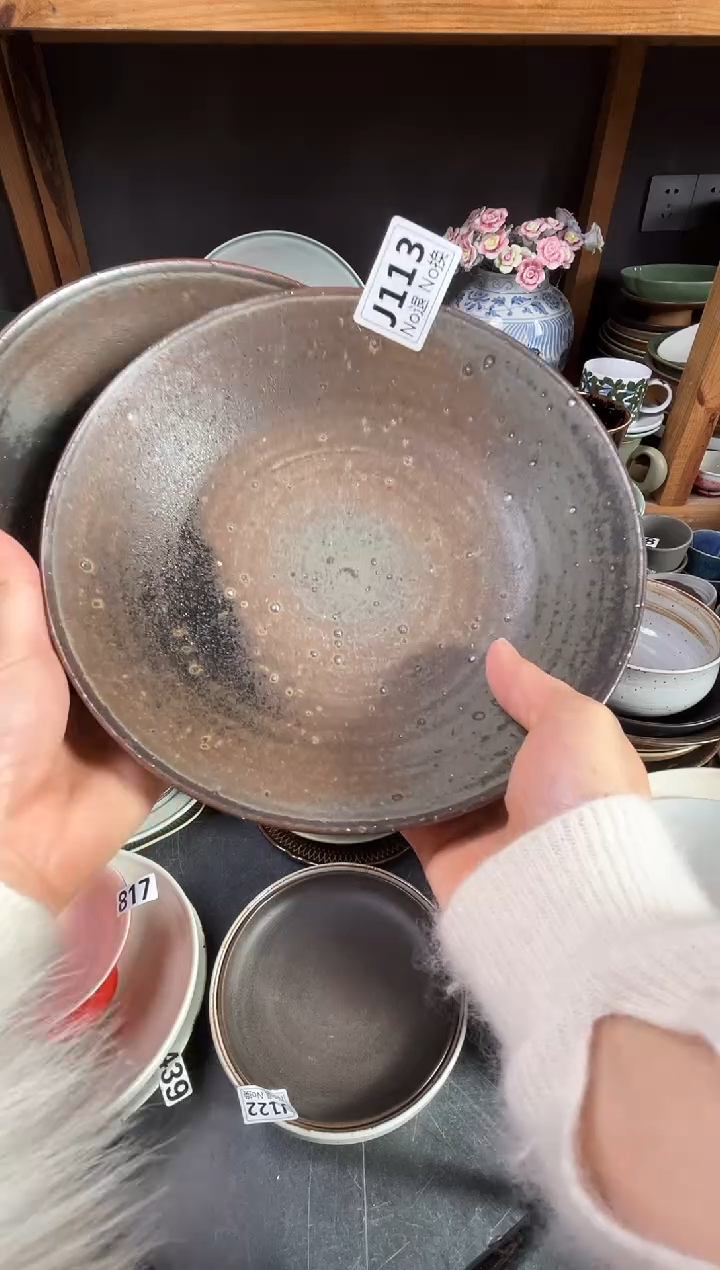 瓷片珍**姐j113陶泥志野盘福利2只