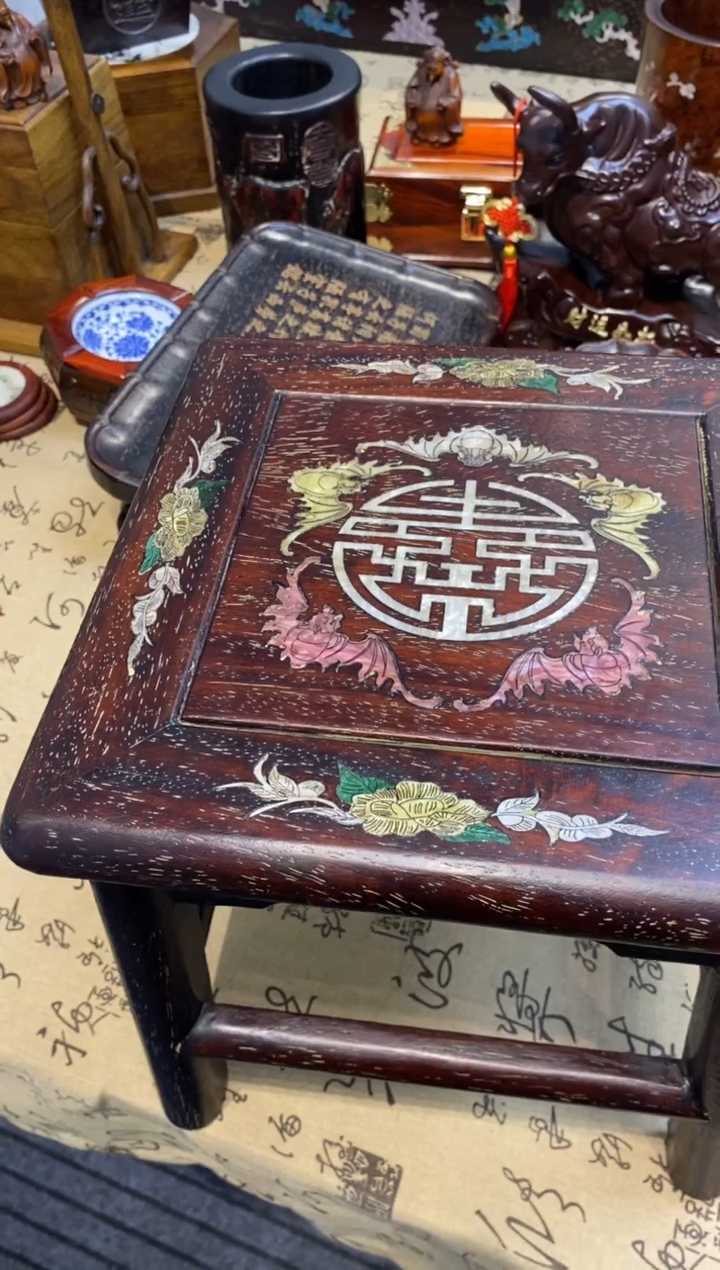 檀香紫檀（小叶紫檀）小叶紫檀富贵凳镶嵌五福