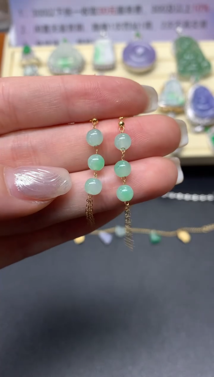 【闪购商品】翡翠耳饰18K金镶嵌多样性发其一|430