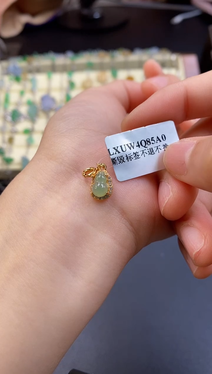 颈饰银S925镶嵌翡翠17579