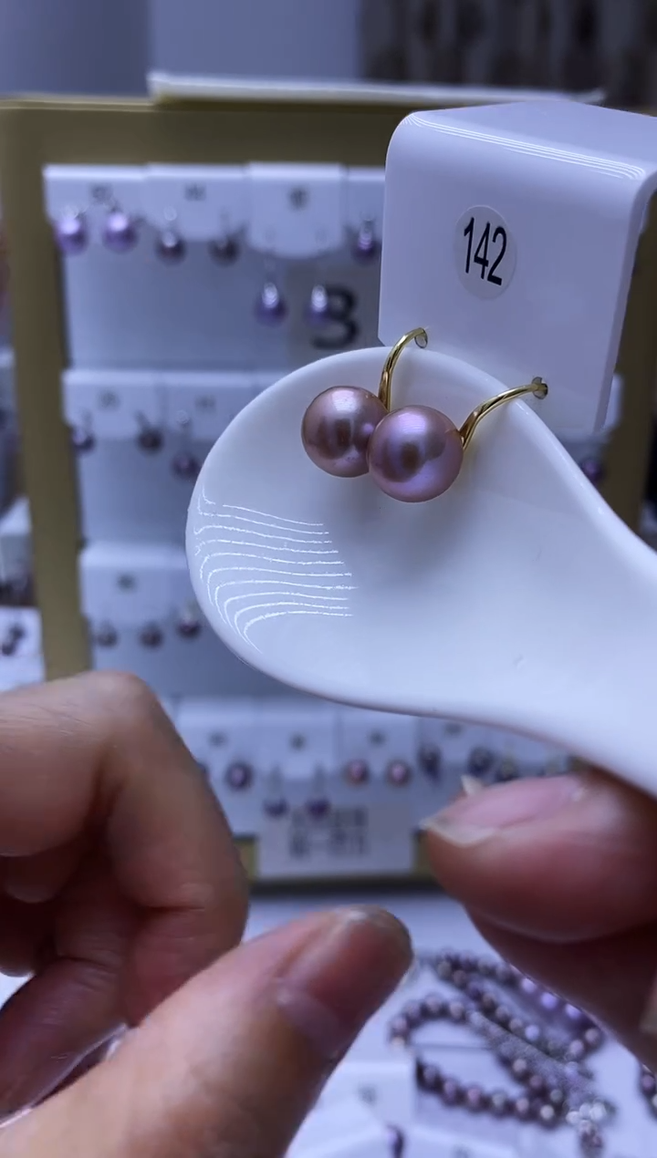 银S925镶嵌耳饰淡水珍珠142