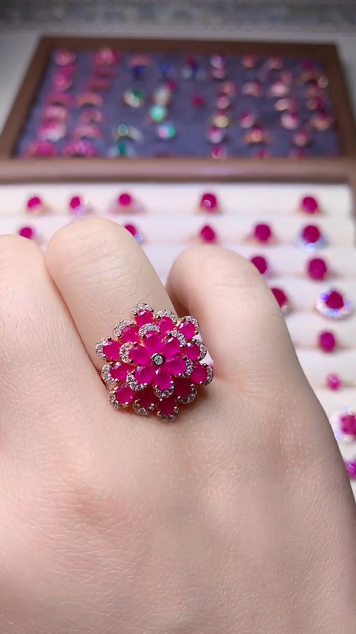 【闪购商品】红宝石戒指银S925镶嵌000