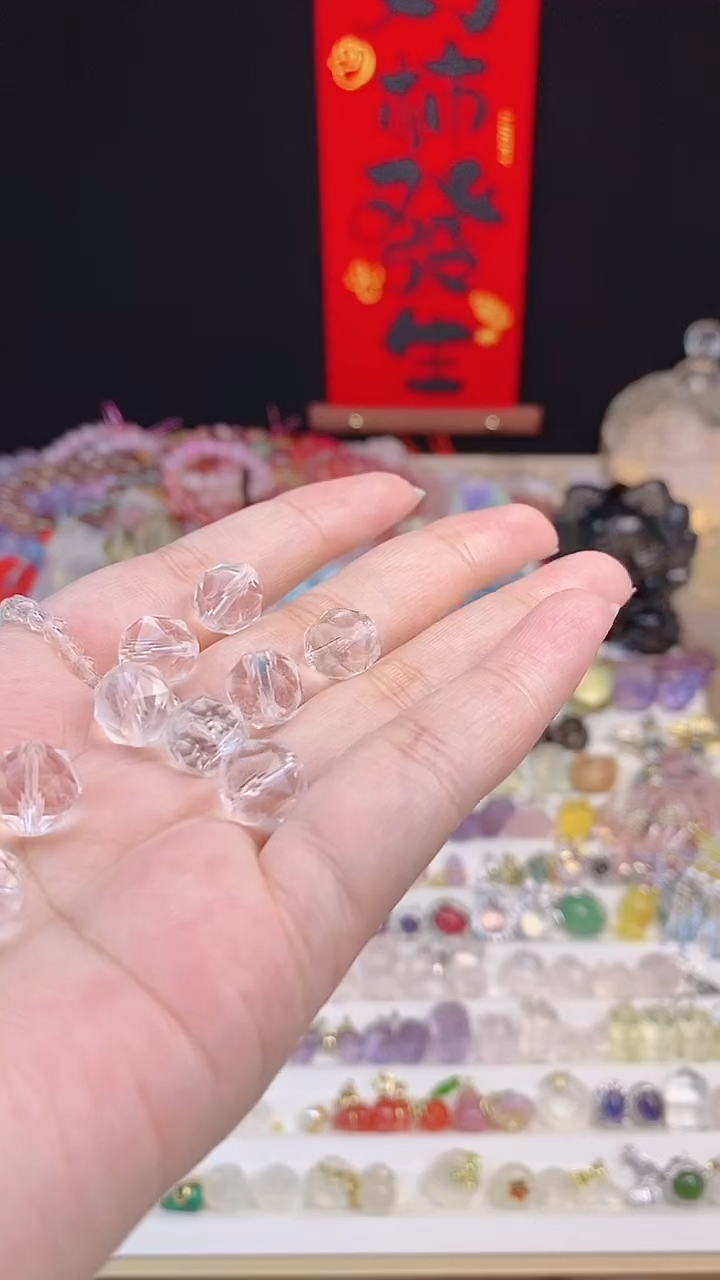 【闪购商品】水晶配件未镶嵌白水晶切面一对装