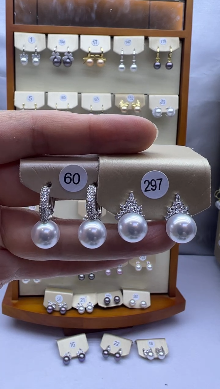 未镶嵌耳饰淡水珍珠60+297