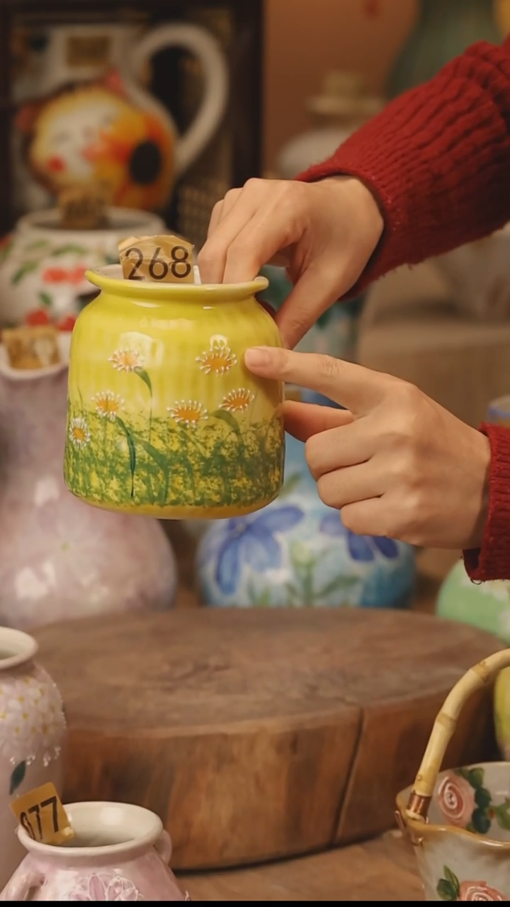 陶瓷景德镇设计师手作花器摆件侘寂风@M268@