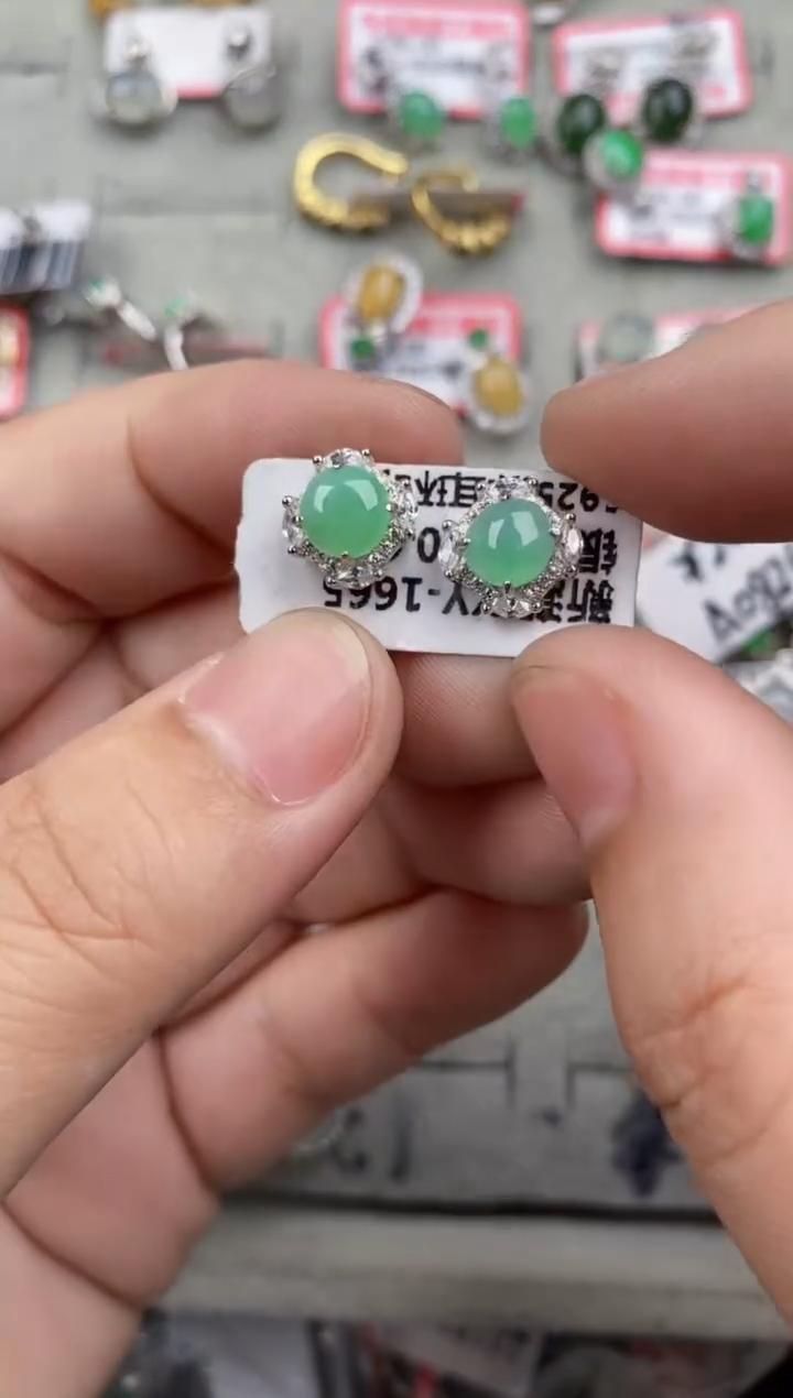 银S925镶嵌戒指翡翠1414   2