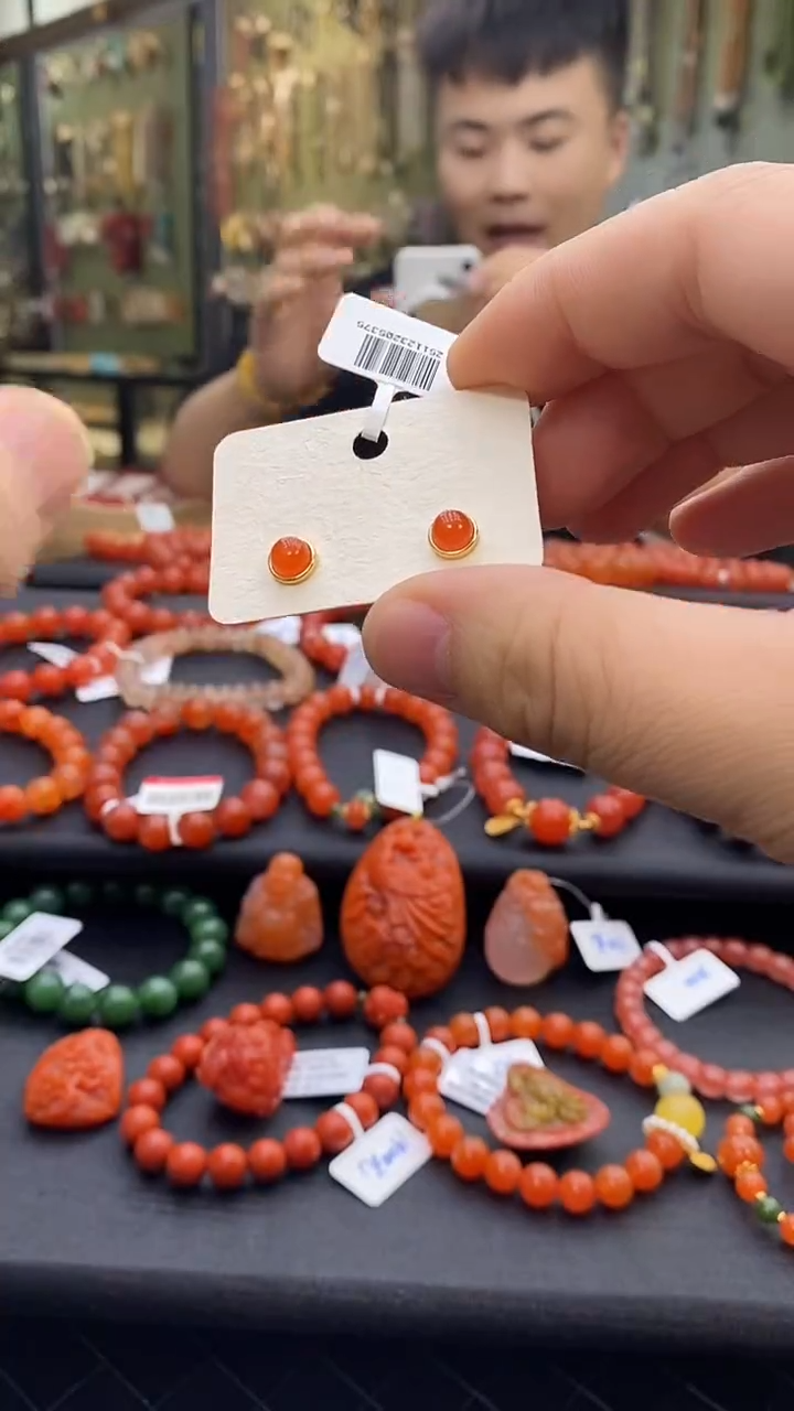 未镶嵌南红玛瑙耳饰南红耳钉