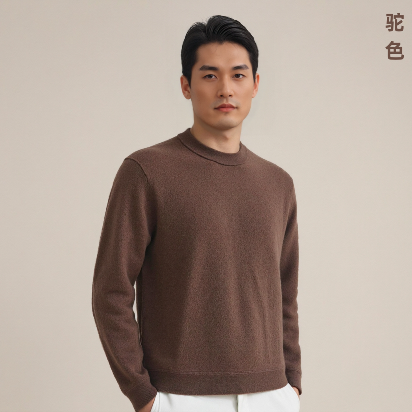 100%纯羊绒衫半高领男士长袖秋冬商务品质男装保暖男款针织厚款